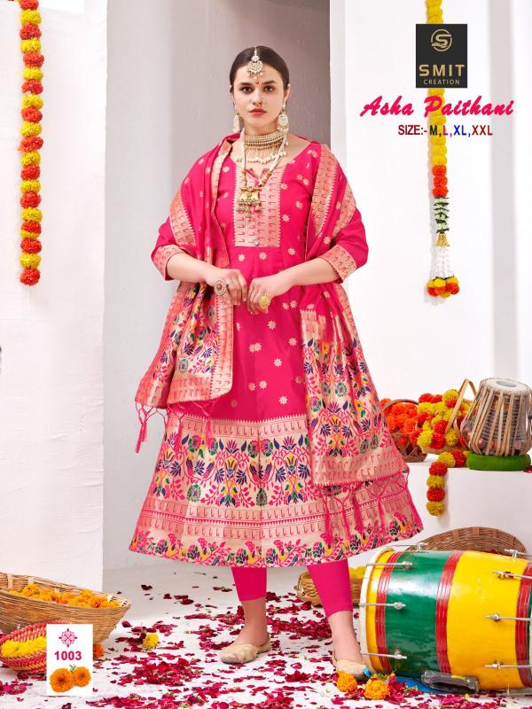 Smit Asha Paithani Ocassional Wear Silk Kurti With Dupatta Collection